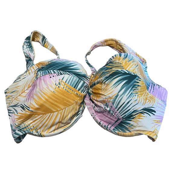 Shade & Shore Women's Palm Print Twist Front Bikini Top - Size 32C - NWT - Picture 1 of 8
